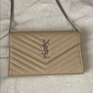 YSL beige chain wallet bag